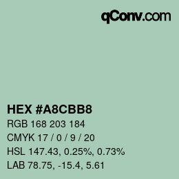 カラーコード: HEX #A8CBB8 | qconv.com