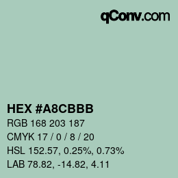 Color code: HEX #A8CBBB | qconv.com