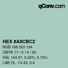 カラーコード: HEX #A8CBC2 | qconv.com