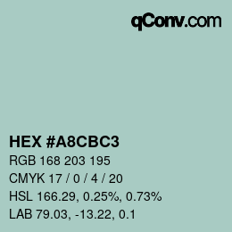 カラーコード: HEX #A8CBC3 | qconv.com