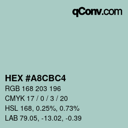 Color code: HEX #A8CBC4 | qconv.com