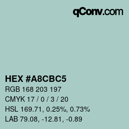 カラーコード: HEX #A8CBC5 | qconv.com