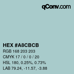 Color code: HEX #A8CBCB | qconv.com