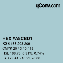 Color code: HEX #A8CBD1 | qconv.com