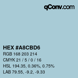 Farbcode: HEX #A8CBD6 | qconv.com