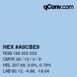 Color code: HEX #A8CBE9 | qconv.com