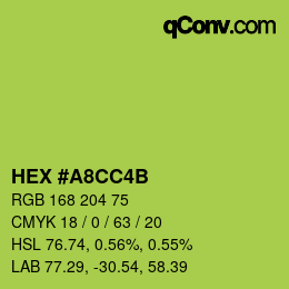 Color code: HEX #A8CC4B | qconv.com