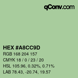 Color code: HEX #A8CC9D | qconv.com