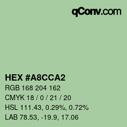 カラーコード: HEX #A8CCA2 | qconv.com