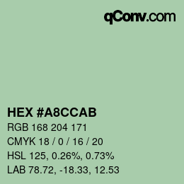 Color code: HEX #A8CCAB | qconv.com