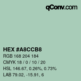 Color code: HEX #A8CCB8 | qconv.com