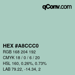 Color code: HEX #A8CCC0 | qconv.com