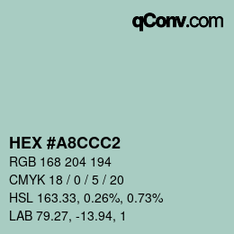 Color code: HEX #A8CCC2 | qconv.com