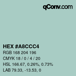 Color code: HEX #A8CCC4 | qconv.com