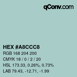 Color code: HEX #A8CCC8 | qconv.com