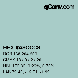 カラーコード: HEX #A8CCC8 | qconv.com