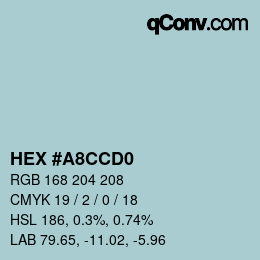 カラーコード: HEX #A8CCD0 | qconv.com
