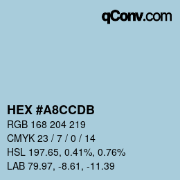 Color code: HEX #A8CCDB | qconv.com