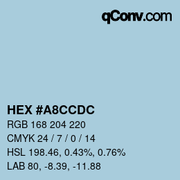 颜色代码: HEX #A8CCDC | qconv.com
