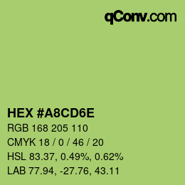 Color code: HEX #A8CD6E | qconv.com