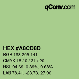 Color code: HEX #A8CD8D | qconv.com