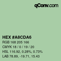 Farbcode: HEX #A8CDA6 | qconv.com
