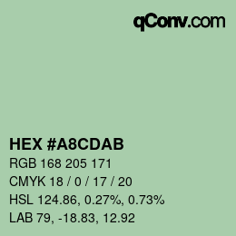 颜色代码: HEX #A8CDAB | qconv.com