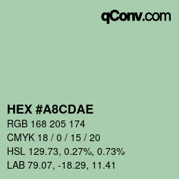 Código de color: HEX #A8CDAE | qconv.com