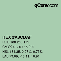 Color code: HEX #A8CDAF | qconv.com