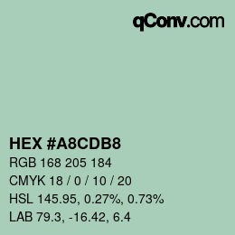 颜色代码: HEX #A8CDB8 | qconv.com