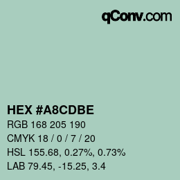 颜色代码: HEX #A8CDBE | qconv.com