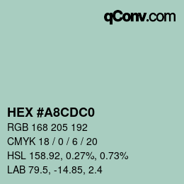 颜色代码: HEX #A8CDC0 | qconv.com