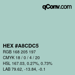 颜色代码: HEX #A8CDC5 | qconv.com