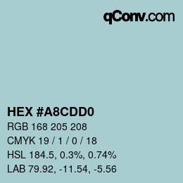 Color code: HEX #A8CDD0 | qconv.com