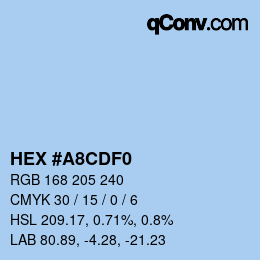 Farbcode: HEX #A8CDF0 | qconv.com