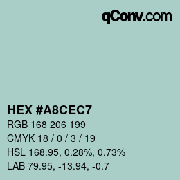 カラーコード: HEX #A8CEC7 | qconv.com