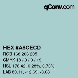 Color code: HEX #A8CECD | qconv.com