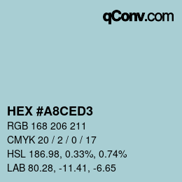 Color code: HEX #A8CED3 | qconv.com