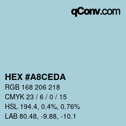 Color code: HEX #A8CEDA | qconv.com