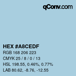 Color code: HEX #A8CEDF | qconv.com