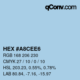 颜色代码: HEX #A8CEE6 | qconv.com