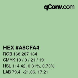 Color code: HEX #A8CFA4 | qconv.com