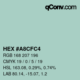 颜色代码: HEX #A8CFC4 | qconv.com