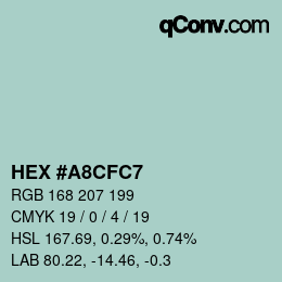 カラーコード: HEX #A8CFC7 | qconv.com