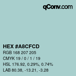 Color code: HEX #A8CFCD | qconv.com