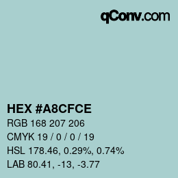 カラーコード: HEX #A8CFCE | qconv.com