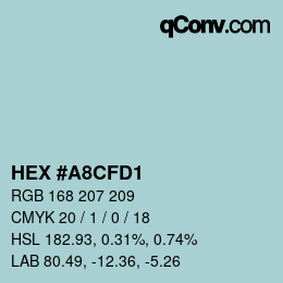 Color code: HEX #A8CFD1 | qconv.com