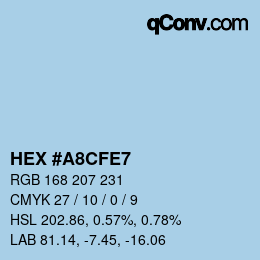 颜色代码: HEX #A8CFE7 | qconv.com