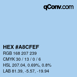 Color code: HEX #A8CFEF | qconv.com