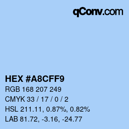 カラーコード: HEX #A8CFF9 | qconv.com